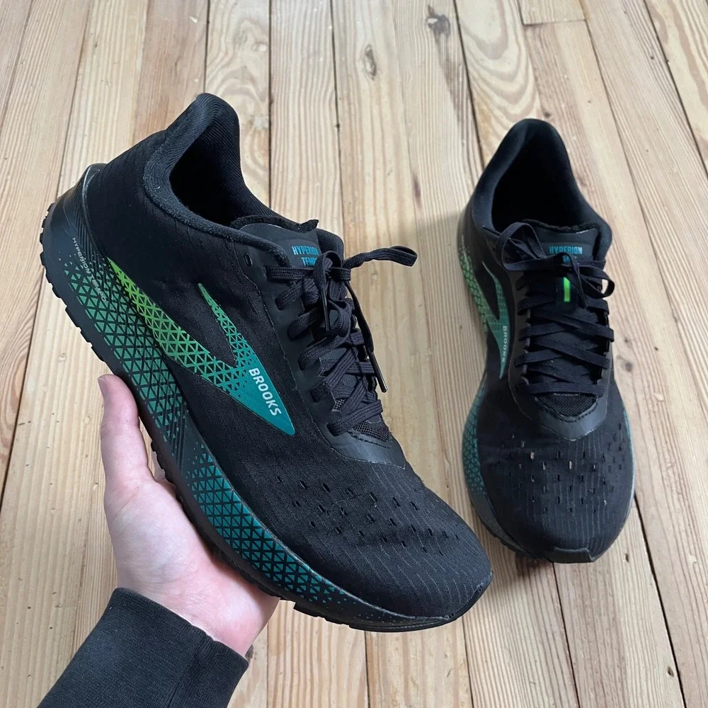Brooks Hyperion Tempo Mens Running Shoes Black Green Teal 11.5 athletic comfort